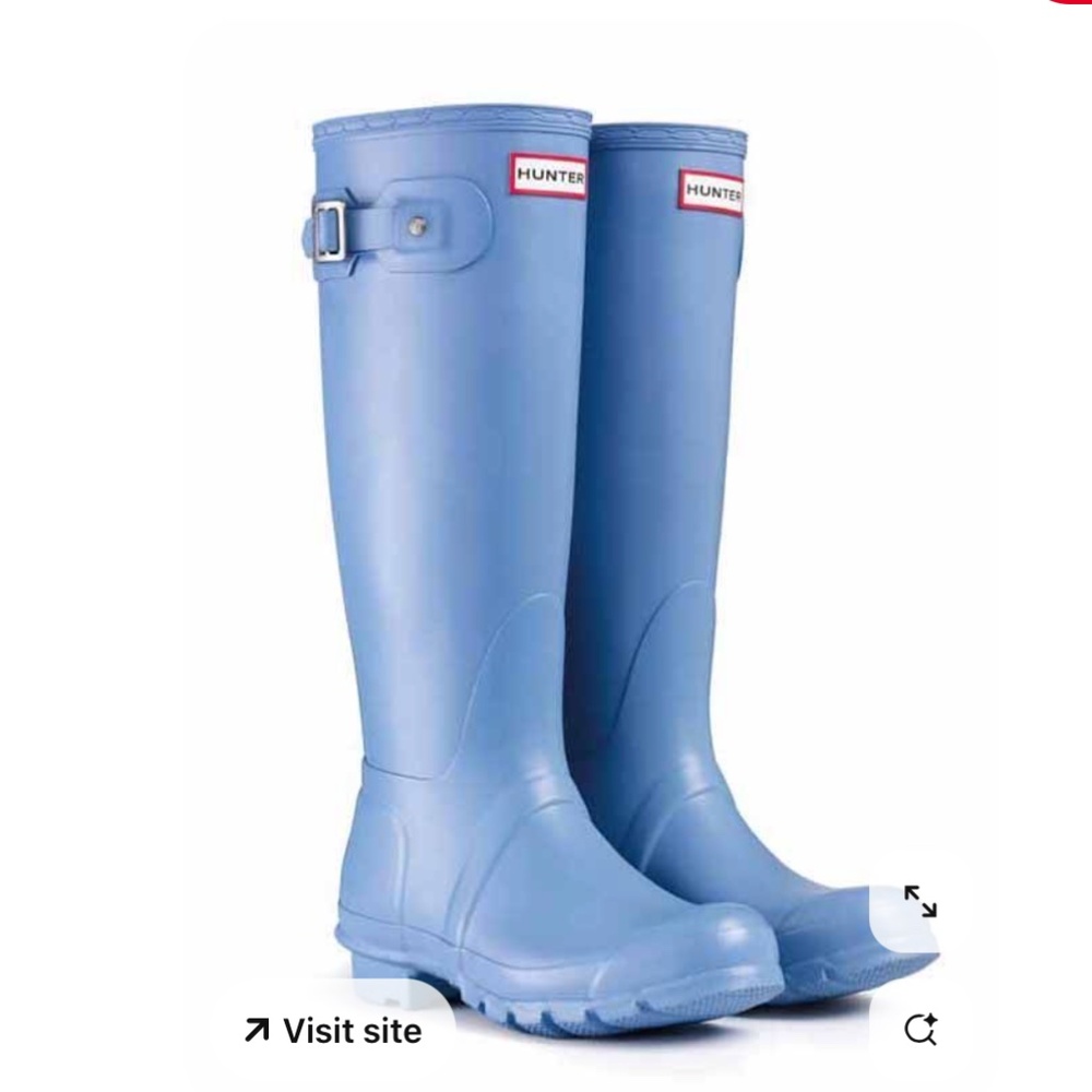 Hunter Women's Original Gloss Rain Boots in Blue Lily with 2 Sock Inserts